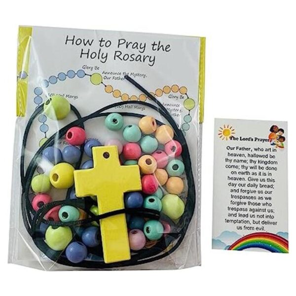 Rosario Kit de manualidades para niños con tarjeta santa_1