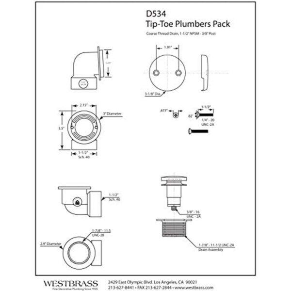Westbrass Tip Toe Sch. 40 ABS Paquete de fontanero con