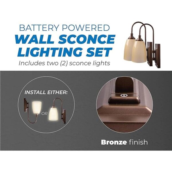 Westek Aplique de pared LED funciona con pilas paquete de_2