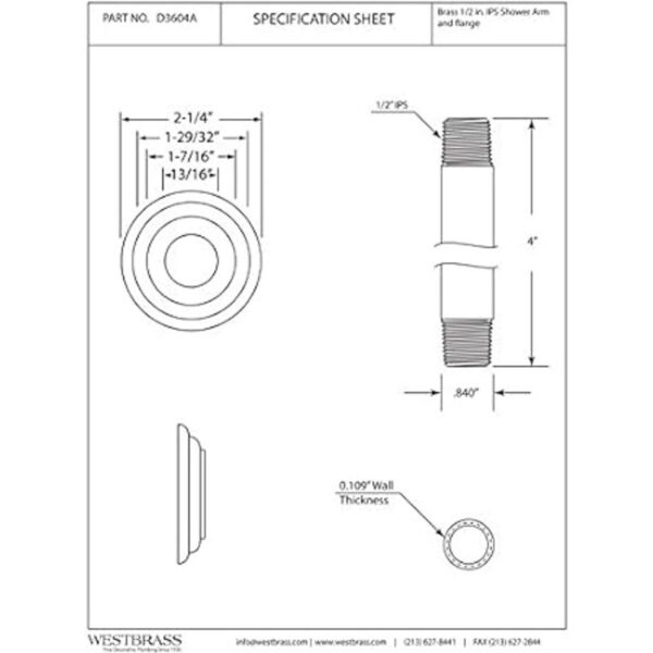 12 en. IPS x 4 en. Brazo de ducha para techo con brida en_2
