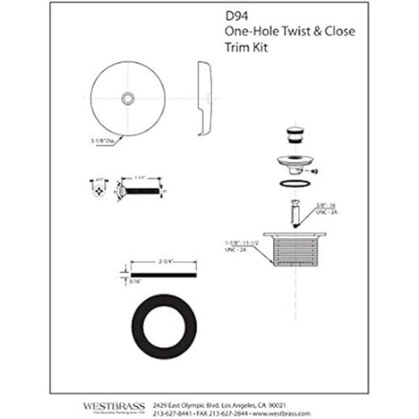 Westbrass D9412 Juego de embellecedores para tina con_2