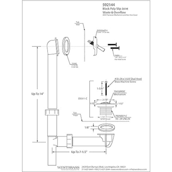 Westbrass 59214401 112 x 14 pulgadas conjunto tubular de_2