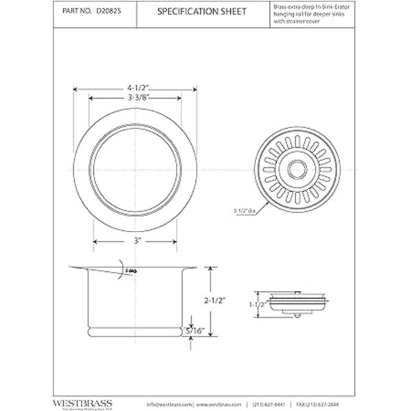 Westbrass d2082s extra deep ISE Disposición Brida Y_2