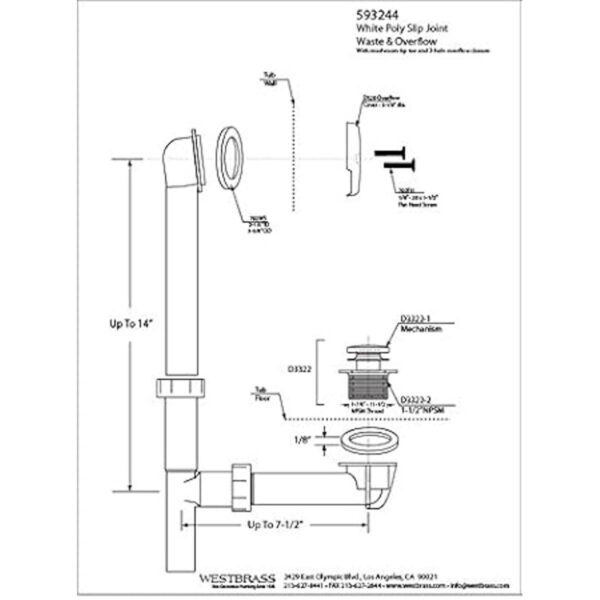 Westbrass 59324450 Kit de drenaje de residuos de baño de_2