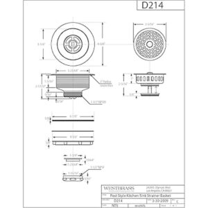 Westbrass D21407 Colador de cesta de cocina para_2
