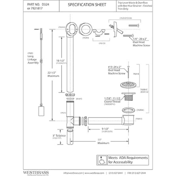 Westbrass D32407 Conjunto de residuos de baño y_2