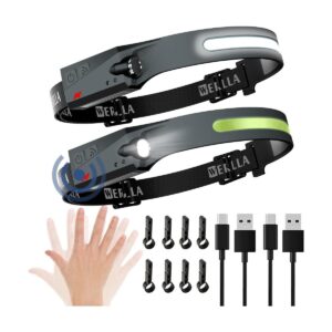 Linterna frontal LED paquete de 2 faros recargables de_1
