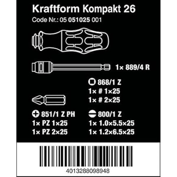 Wera 5051025001 KK 26 Destornillador de sujeción de
