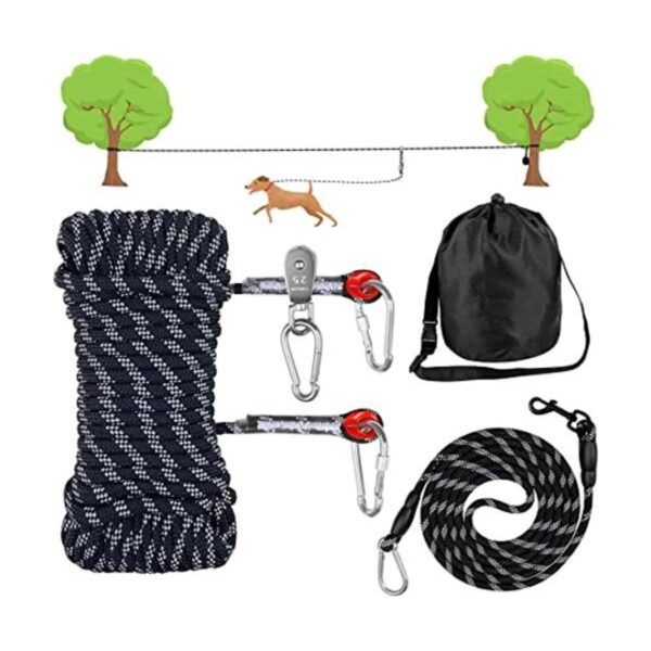 Cable de amarre para perro sistema de carretilla portátil