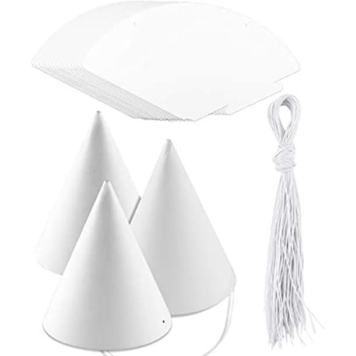 Weoxpr 40 sombreros de cono de fiesta blancos para