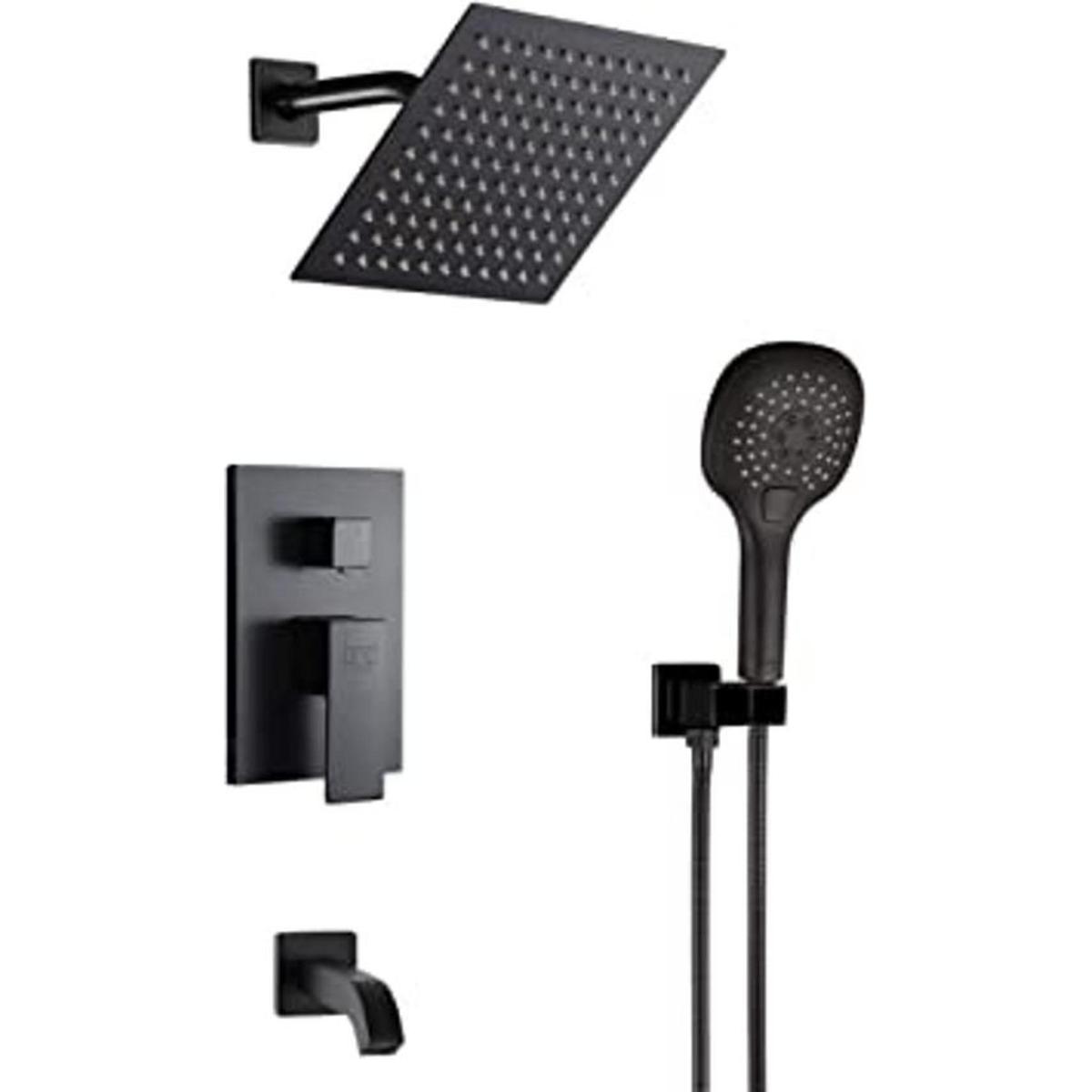 POP SANITARYWARE Juego de grifo de ducha negro mate con