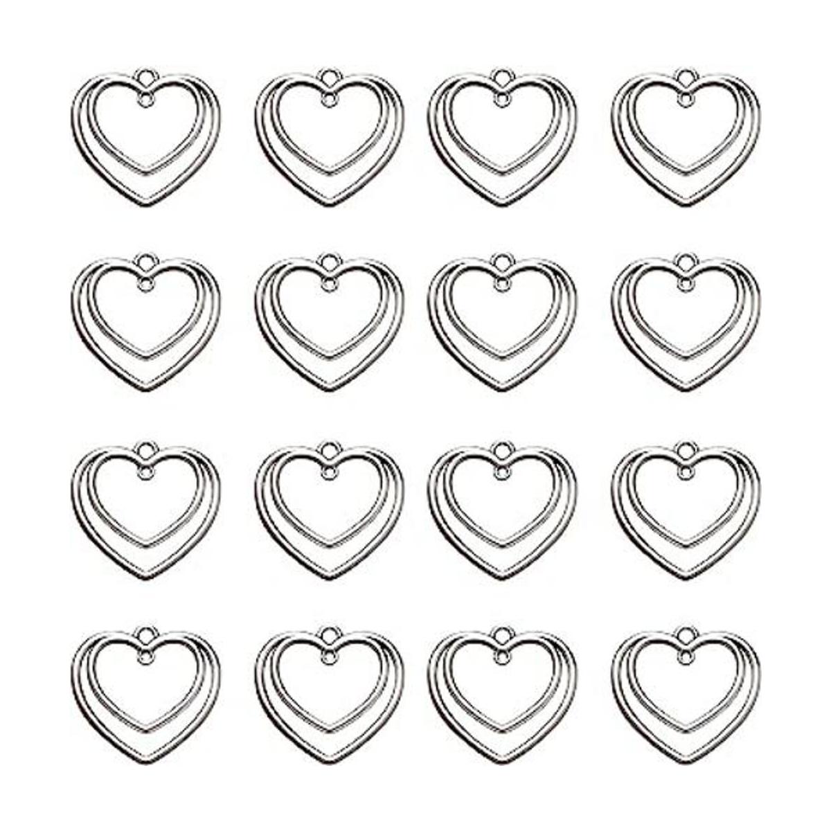 50 colgantes de aleación con forma de corazón abierto