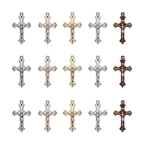 60 dijes de cruz de Jesús de aleación surtida abalorios_1