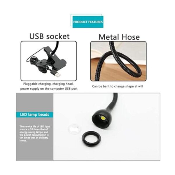 Lámpara de escritorio LED con clip luz de lectura de_4