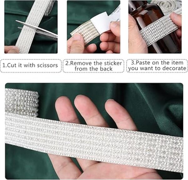 3 rollos de cinta autoadhesiva de cristal de diamantes de