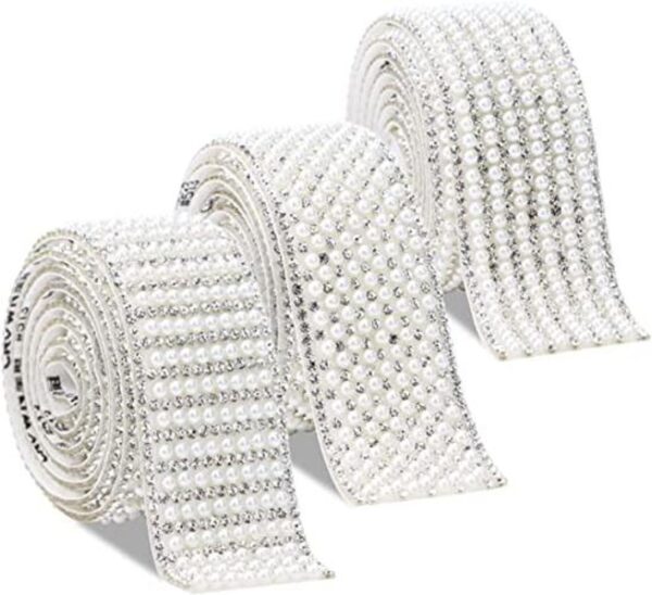 3 rollos de cinta autoadhesiva de cristal de diamantes de