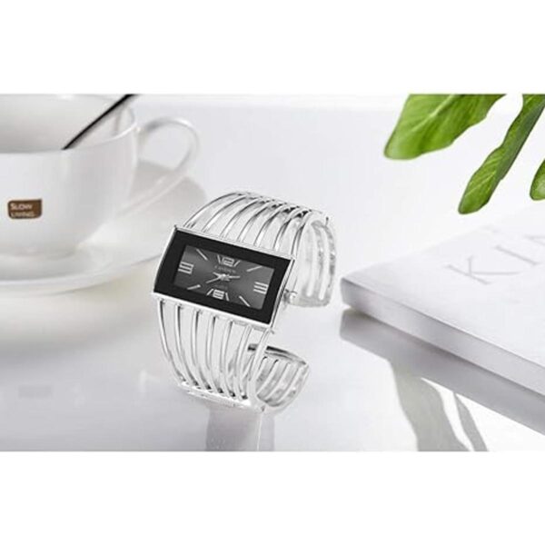 Brazalete rectangular de lujo Dial hueco con reloj_3
