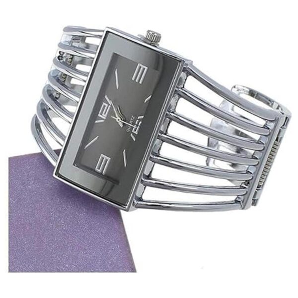 Brazalete rectangular de lujo Dial hueco con reloj_2