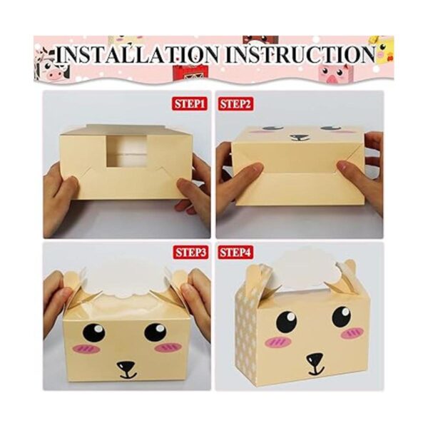 Paquete de 12 cajas de recuerdos de fiesta de animales de_4
