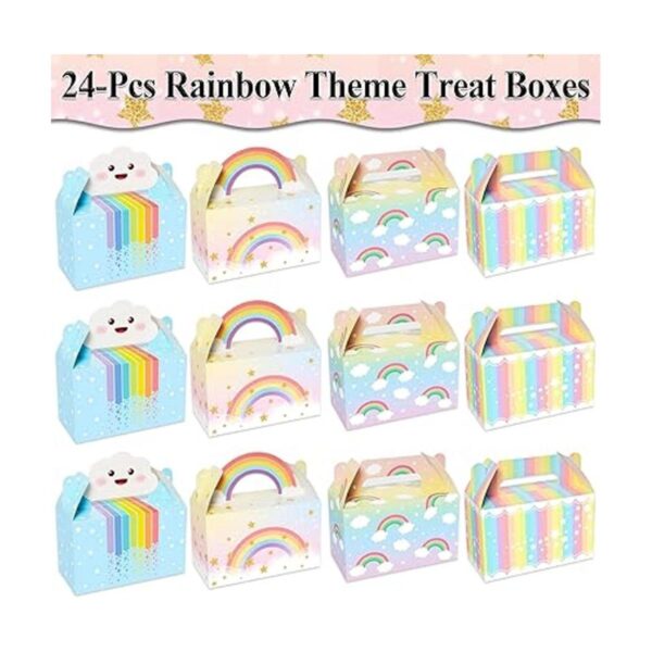 Paquete de 12 cajas de recuerdos de fiesta de arcoíris en_3