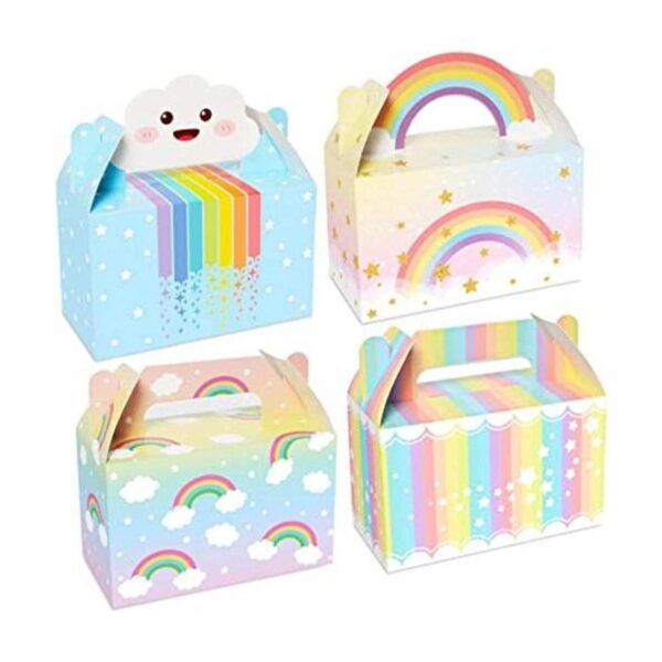 Paquete de 12 cajas de recuerdos de fiesta de arcoíris en_1