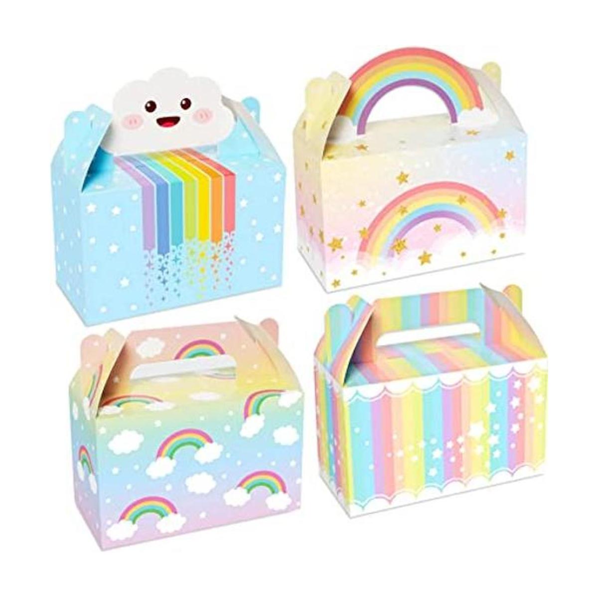 Paquete de 12 cajas de recuerdos de fiesta de arcoíris en