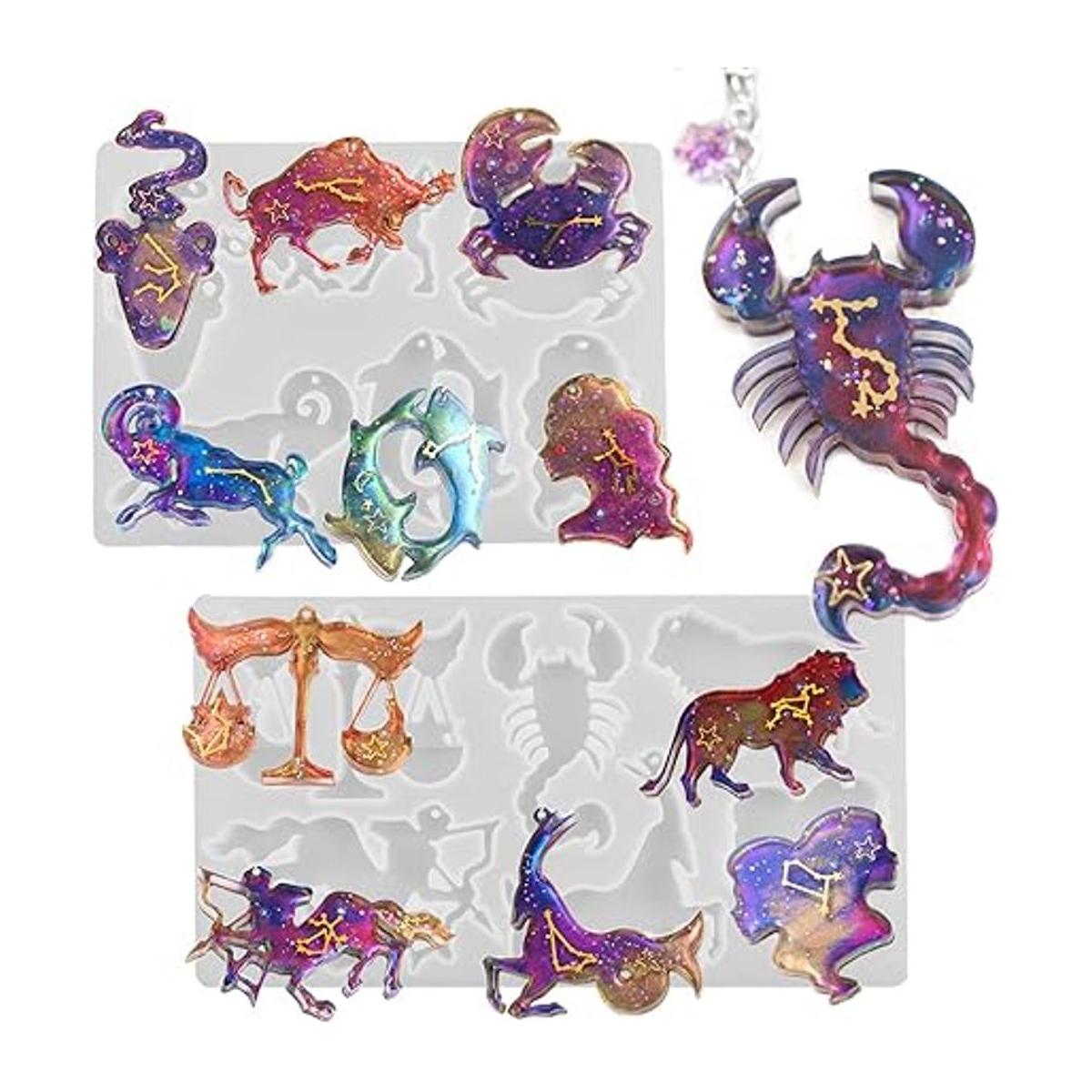 Moldes de resina del zodiaco molde de silicona para
