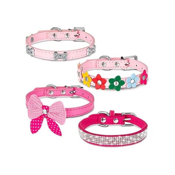 4 piezas de collar de perro rosa con tachuelas collar de