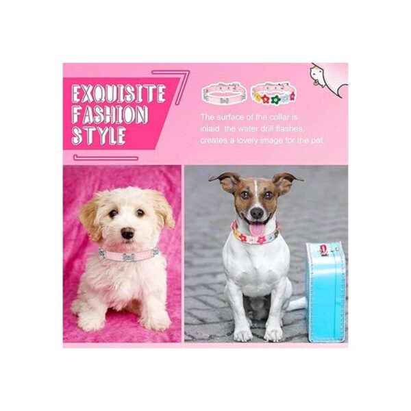 4 piezas de collar de perro rosa con tachuelas collar de