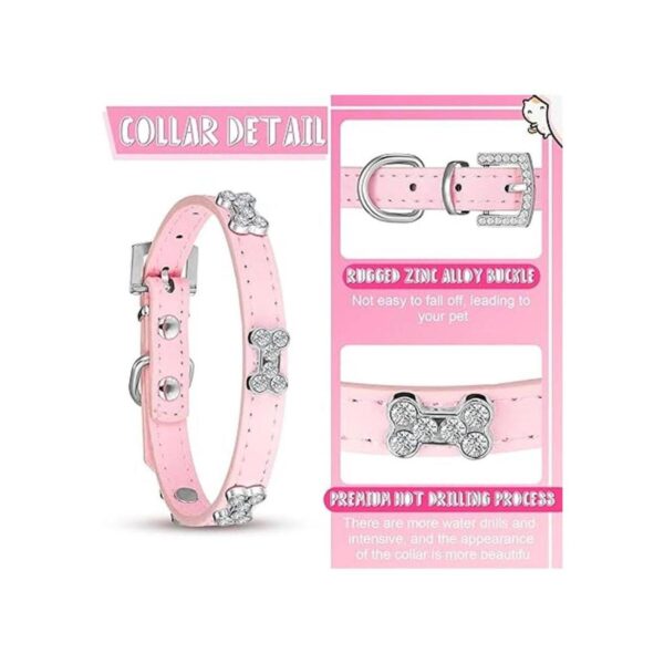 4 piezas de collar de perro rosa con tachuelas collar de