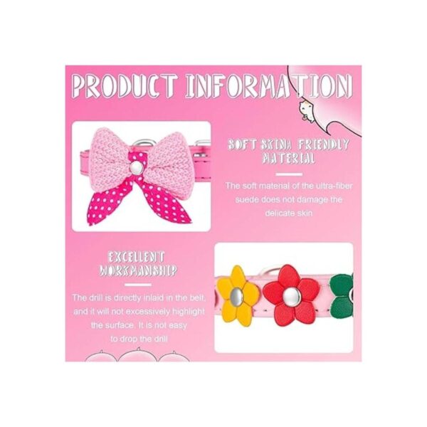 4 piezas de collar de perro rosa con tachuelas collar de