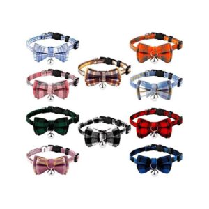 10 piezas de collar de gato con pajarita y campana collar