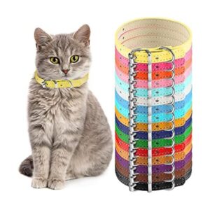 Weewooday 16 piezas de PU collar de gato ajustable pequeño