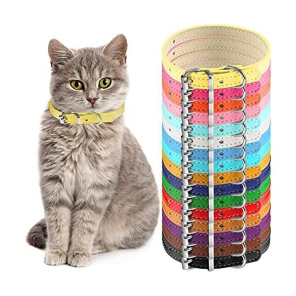 Weewooday 16 piezas de PU collar de gato ajustable pequeño