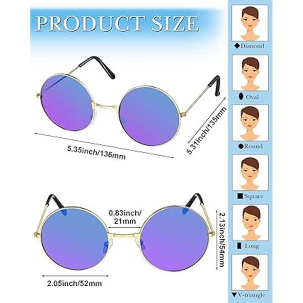 30 pares de gafas de sol hippie redondas retro de colores_3