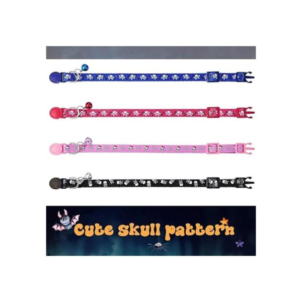Weewooday Collar de gato de calavera de Halloween 4