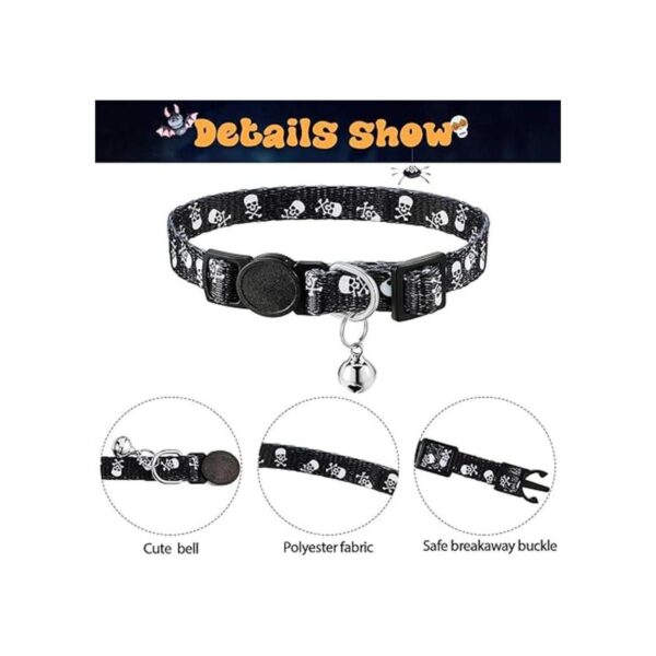 Weewooday Collar de gato de calavera de Halloween 4