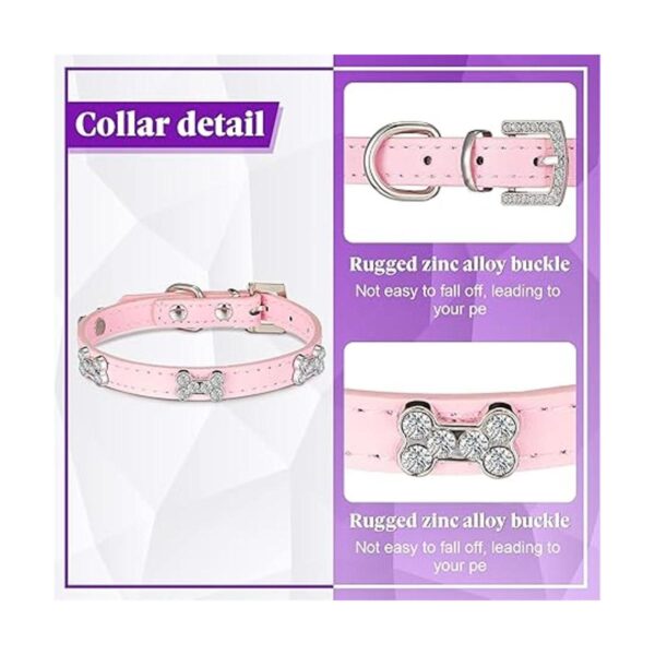 4 collares de perro rosados con tachuelas y perlas de
