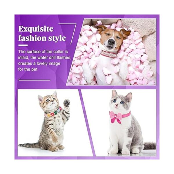 4 collares de perro rosados con tachuelas y perlas de