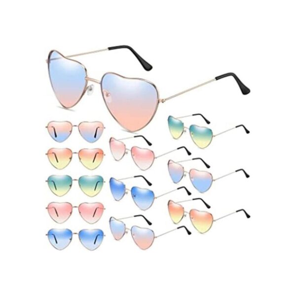 12 pares de lentes de sol de corazón con marco de metal