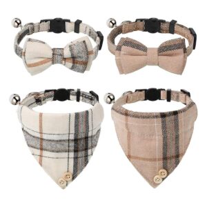 Bandana de 4 piezas con pajarita para gato con cuello de