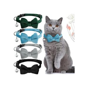 4 piezas de collar de pajarita para gato con campana_1