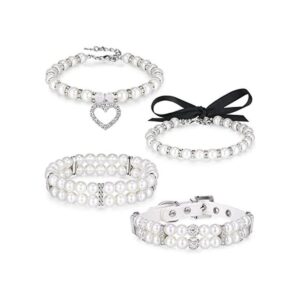 Juego de 4 collares de perlas de perro collar de perlas