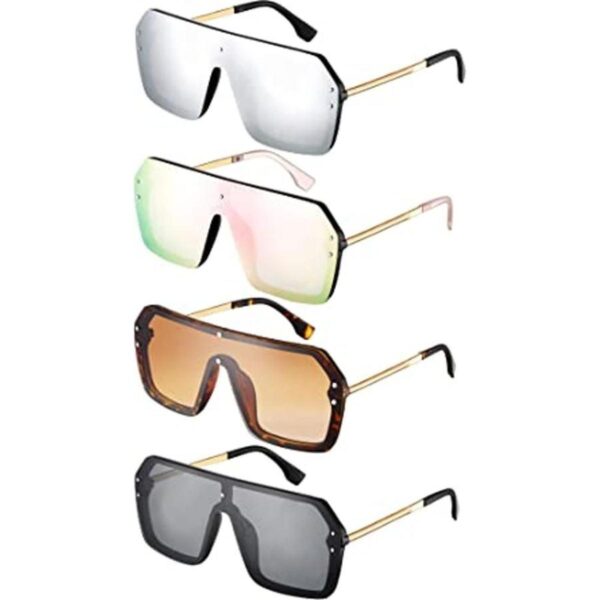 4 pares de gafas de sol siamés de una sola pieza espejo