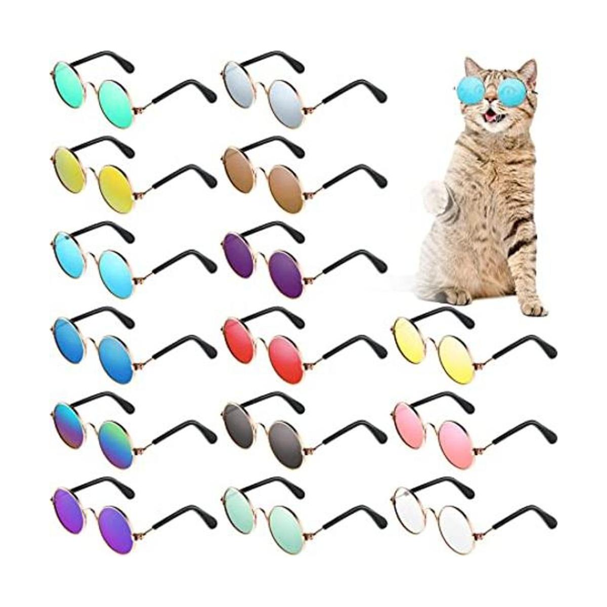15 piezas pequeñas gafas de sol para mascotas retro perro