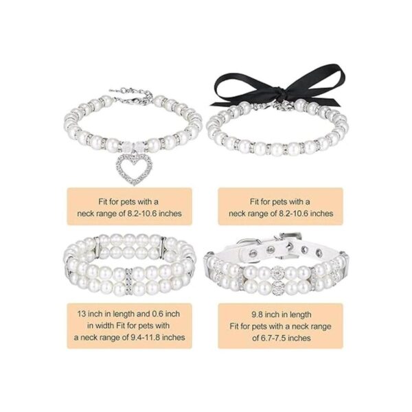 Juego de 4 collares de perlas de perro collar de perlas