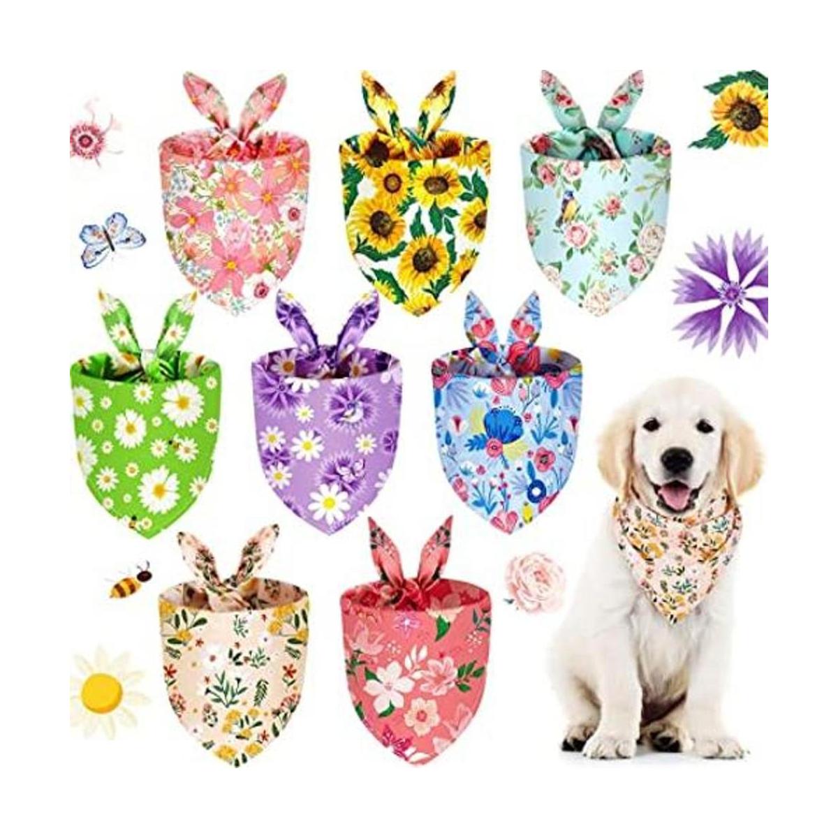 Bandana floral para perro 8 piezas diseño de flores