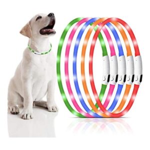 5 piezas LED collar de perro USB recargable luz para perro