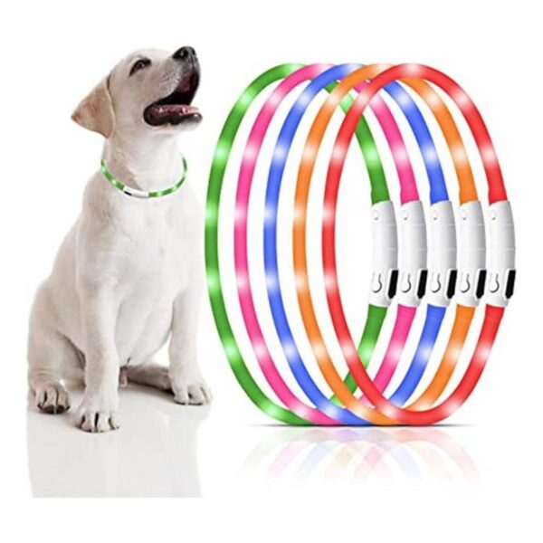 5 piezas LED collar de perro USB recargable luz para perro