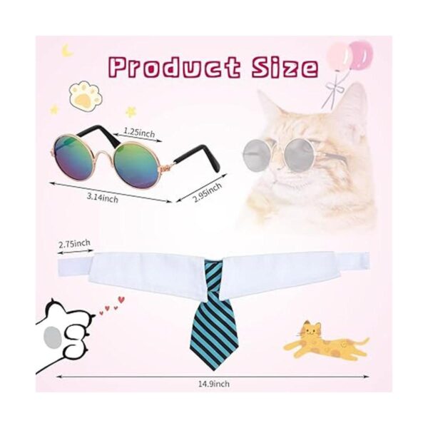4 corbatas para el cuello de perro y 4 lentes de sol para